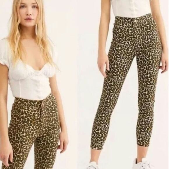 Free People Leopard Cheetah Size 24 Skinny Jeans - Picture 5 of 5